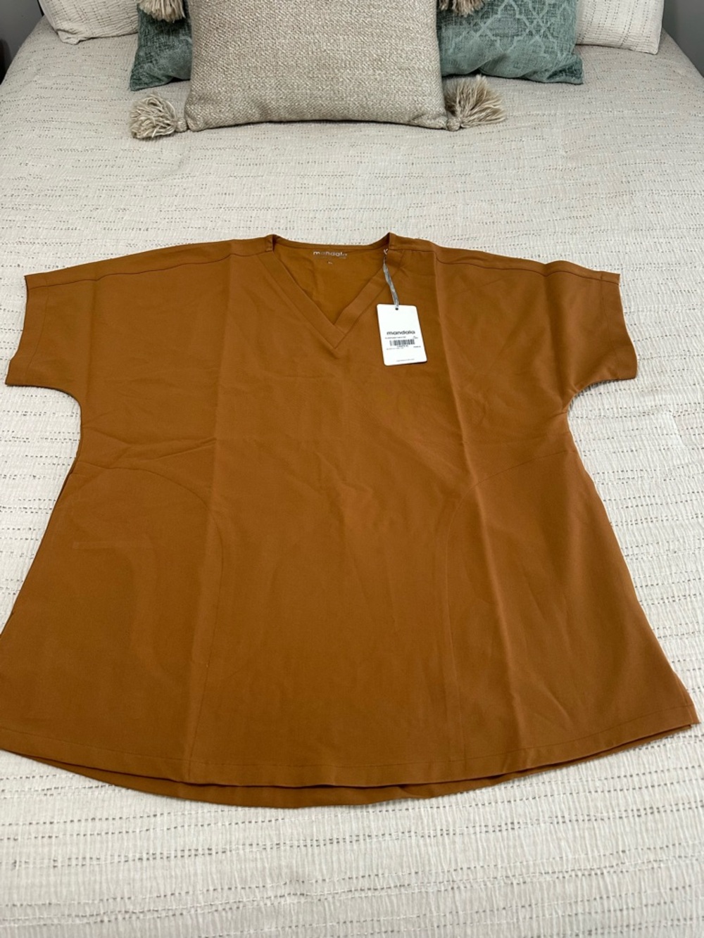 Women's V-Neck Scrub Top in Rust Color